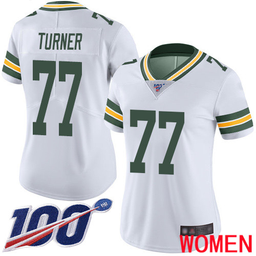 Green Bay Packers Limited White Women #77 Turner Billy Road Jersey Nike NFL 100th Season Vapor Untouchable
